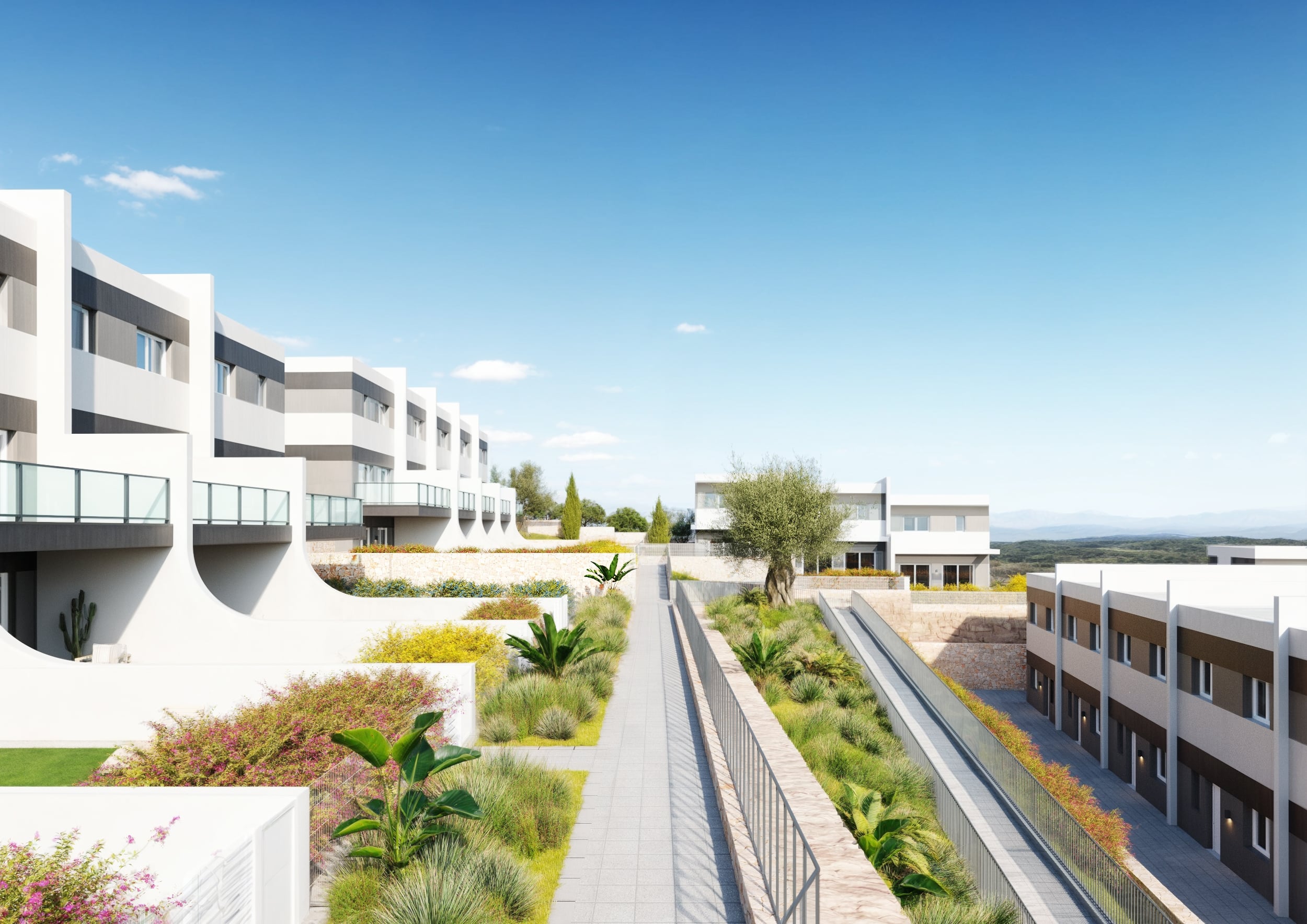 Rekkehus som kombinerer natur, sjø og fasiliteter i Balcón de Finestrat.